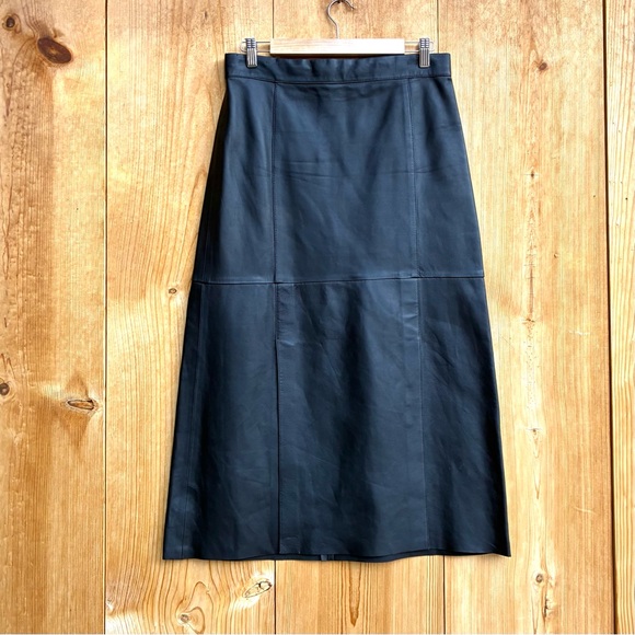 COS Leather Black Midi Skirt $479 MSRP Sz 10 - Picture 6 of 9